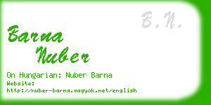 barna nuber business card